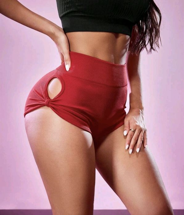 Spodenki pole dance fitness S wysoki stan czerwone
