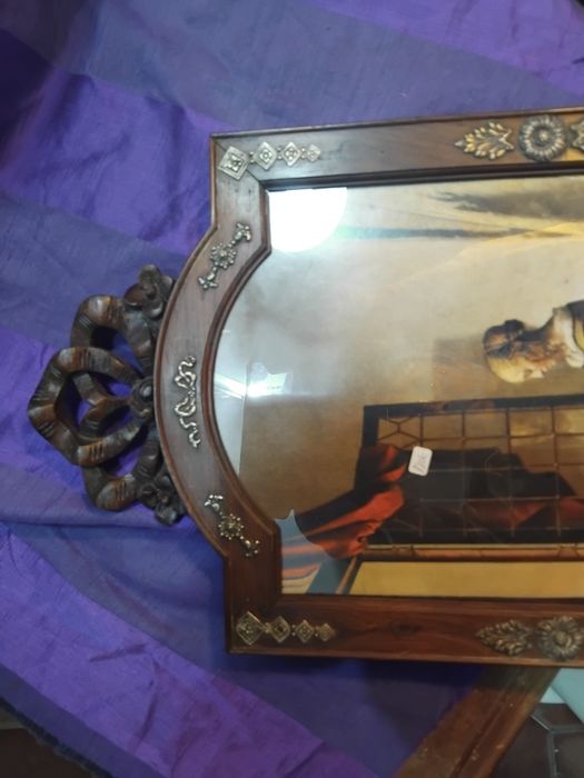 Muldura porta retratos  em prata e madeira de pausanto