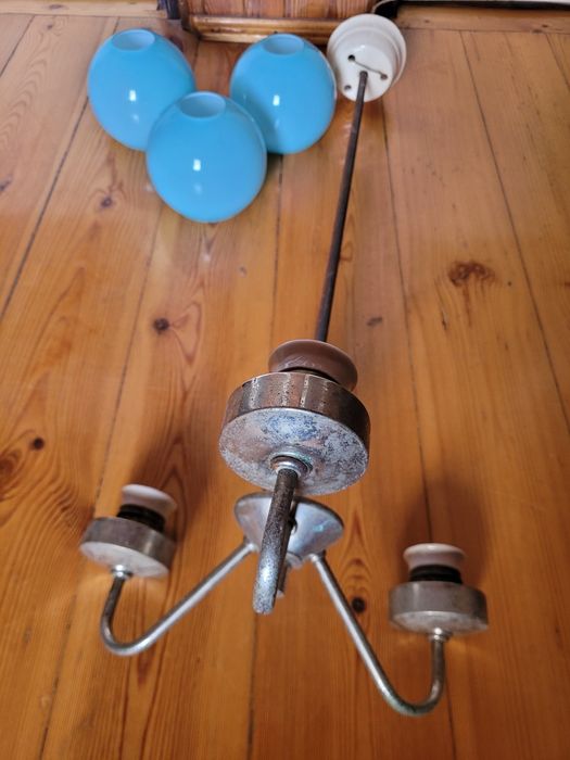 Lampa wisząca lata 1920-30 unikat rarytas przedwojenna trójpunktowa bł