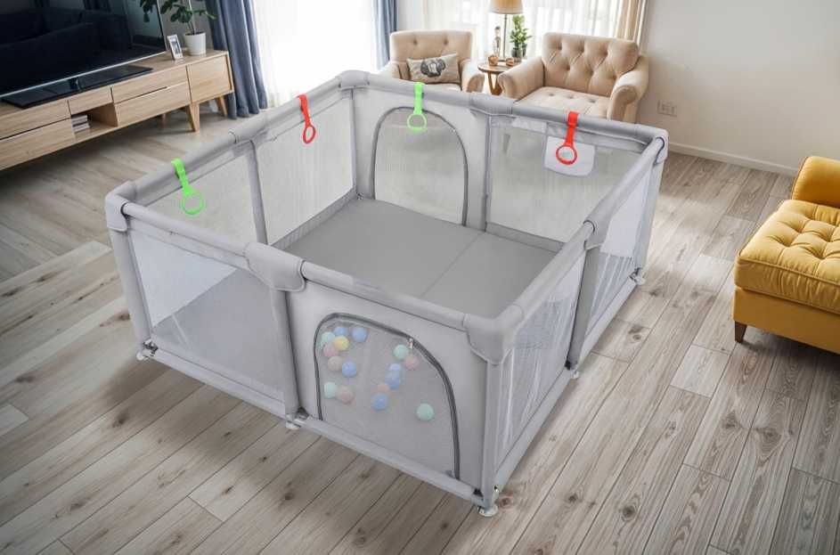 4w1 XXL Kojec Dla Dzieci 140x140cm Plac Zabaw Suchy Basen + GRATISY