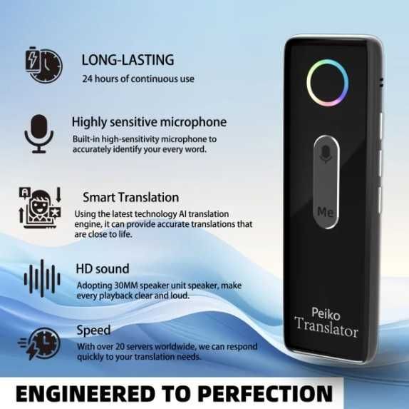 Tradutor Peiko TRBOX‑X9 - 150 Idiomas - Novo - Bluetooth