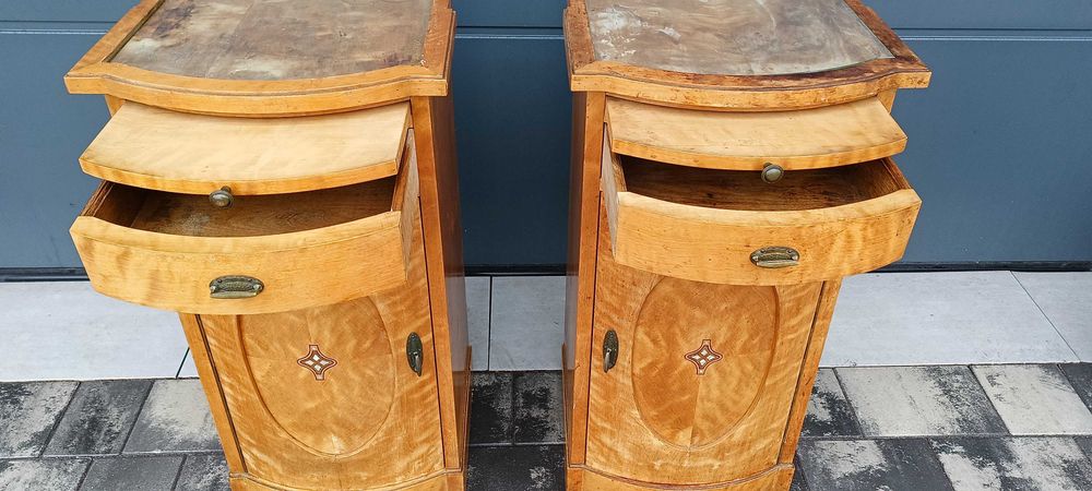 Para zabytkowych szafek nocnych – secesja / art déco, ok. 1920 r.