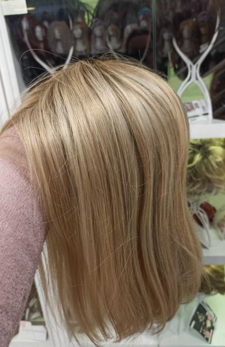 Peruka naturalna bez grzywki long bob pastelblonde -small -Nessaja salon peruk Kraków