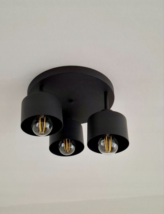 Nowoczesna lampa sufitowa 3-puntkowa czarna metalowa LOFT