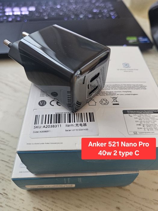 Anker 30w, 40w, 45w smart, car charger 75w, 240w cable,зарядні та кабелі
