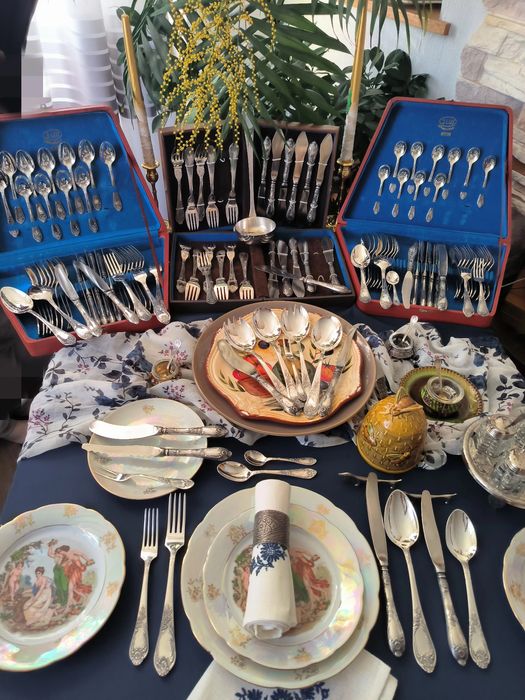 Мельхиоровый посеребренный столовый набор ЗИШ CLASSIC , УССР