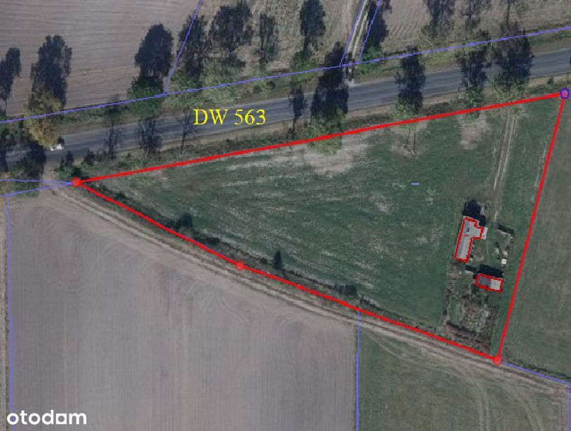 Działka rolna z budynkami o powierzchni 0.51 ha
