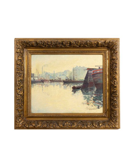 Pintura barcos mar Charles André Villers Impressionismo | século XX