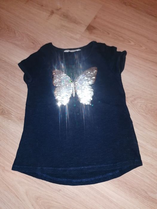 Bluzka z krótkim rękawem H&M rozmiar 110/116 z odwracanymi cekinami