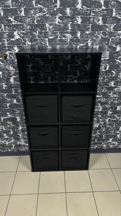 Стелаж на 8 поличок+тканеві кошики 6 шт
