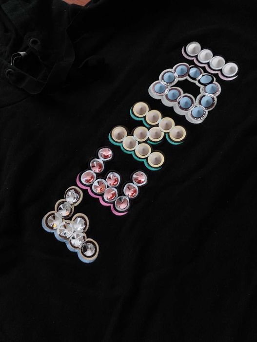 Fendi Black Crystal Logo Hoodie