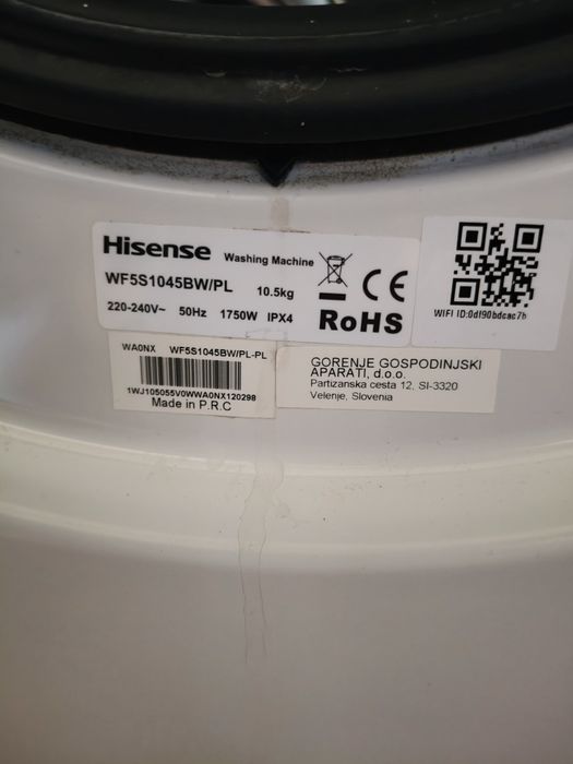 Pralka Hisense na części WF5S1045BW/PL