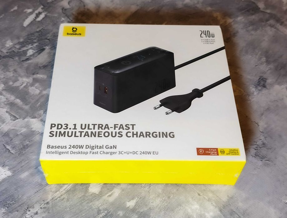 Baseus GaN 240W потужна 5-портова зарядна станція ноутбуків смартфонів