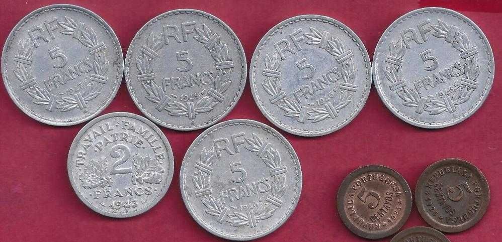 França  6  Moedas Antigas  5 Francos e 2 Francos