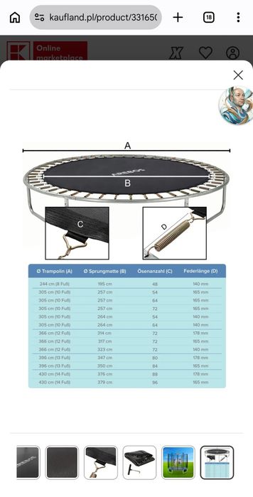 Mata do trampoliny Arebos 379cm