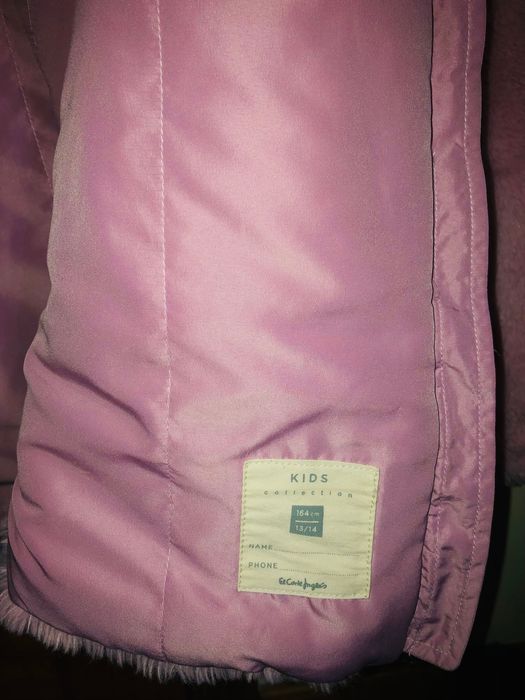 Casaco rosa menina em pêlo com capuz, forrado