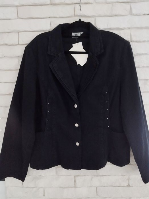 Lafei nier Elastyczny jeansowy żakiet cyrkonie plus size 6XL 48 50