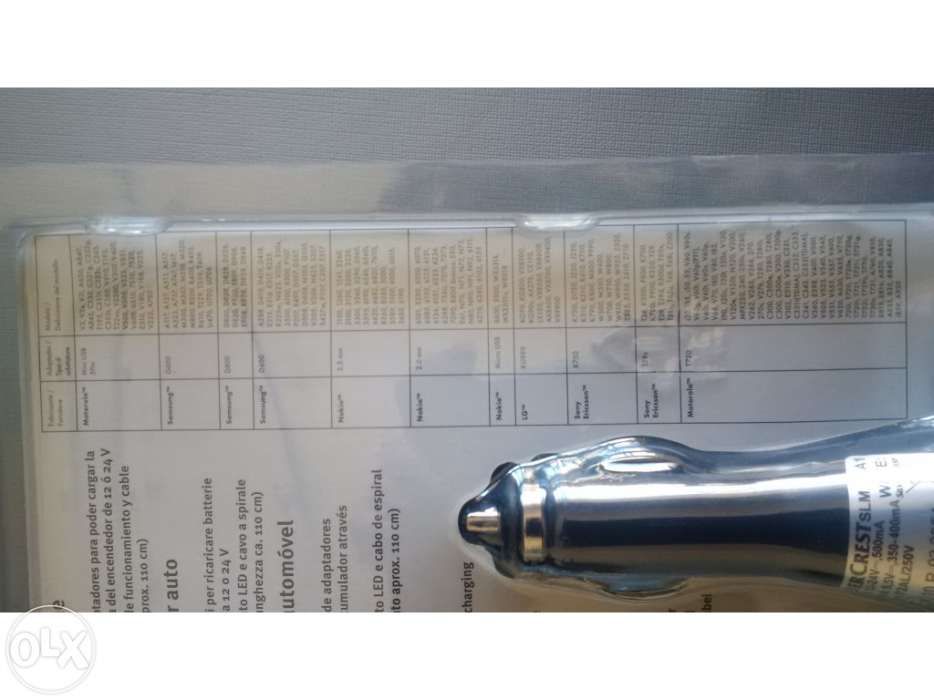 Carregador auto para telemóveis/tablets