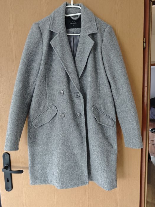 Szary płaszcz przejściowy wiosna jesień Cropp