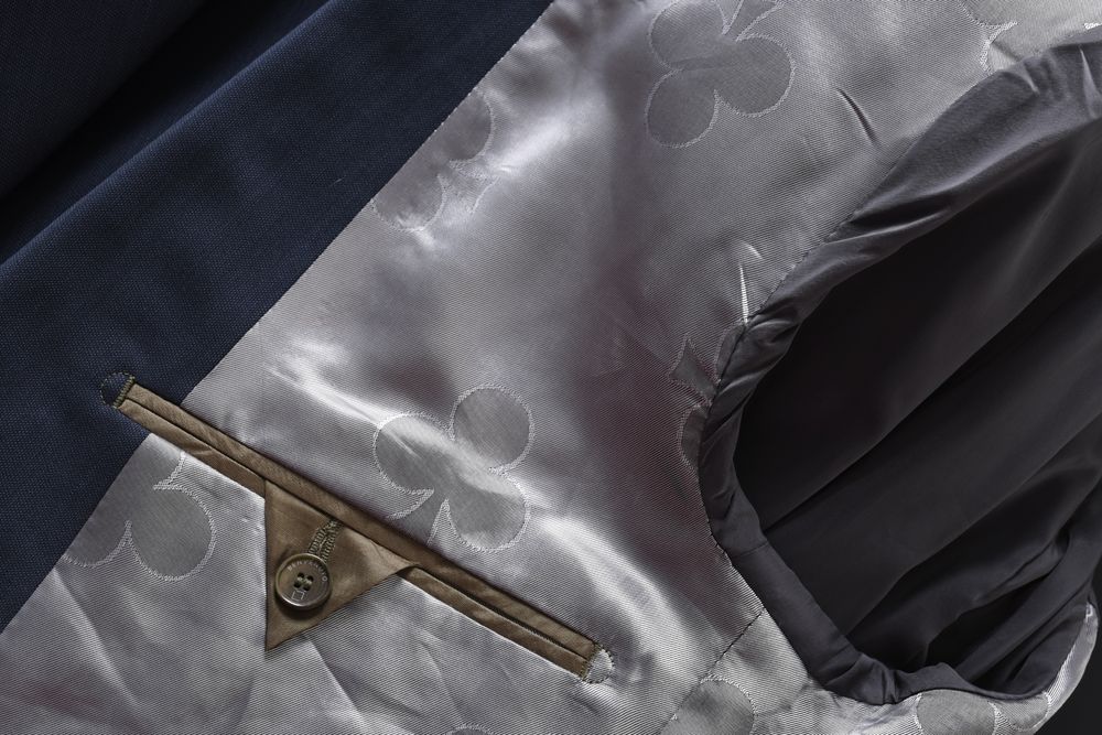 BENVENUTO Othello elegancka granatowa marynarka 43% wełna strecz r. 48