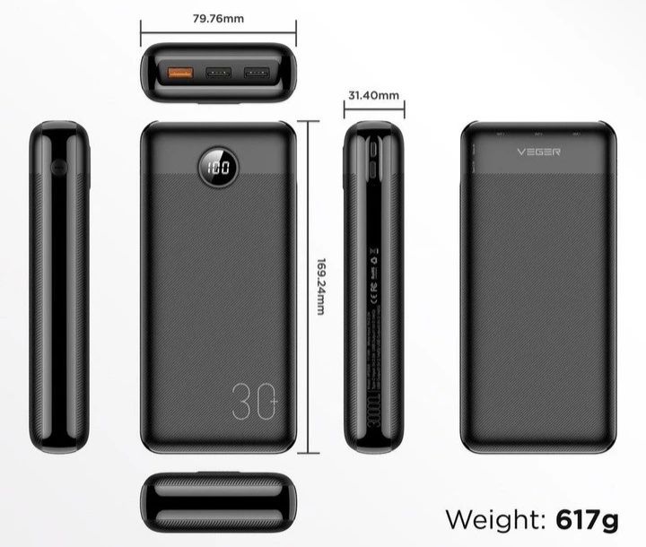 Портативна мобільна батарея Powerbank VEGER VP3008PD 30000mAh