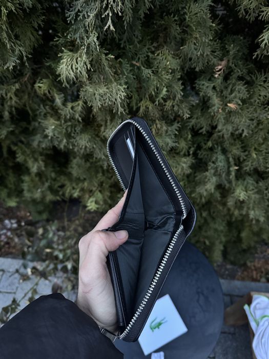 Гаманець Lacoste чоловічий шкіряний кошелек монетница Лакост чорний