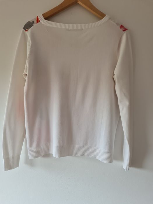 Sweter monnari biały 38 kwiaty tropiki