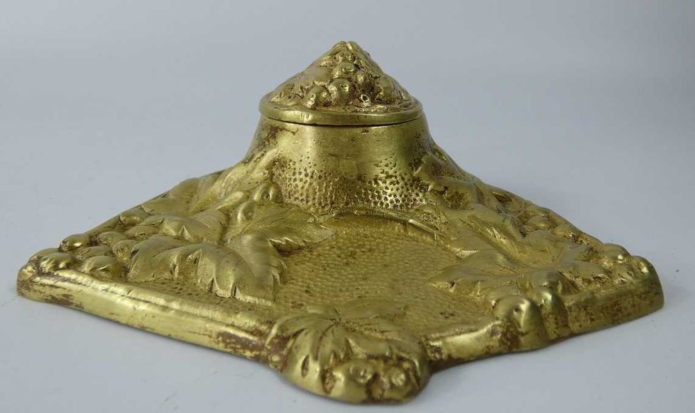 KAŁAMARZ na biurko mosiądz winogron kałamarznik atrament SECESJA