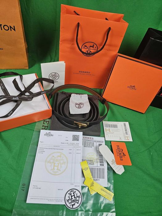 Pasek damski Hermes Kelly komplet zloty nowość czarny 1/1 Premium