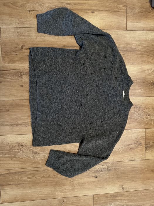 Szary ciepły Sweter H&M z koralikami rozm. S