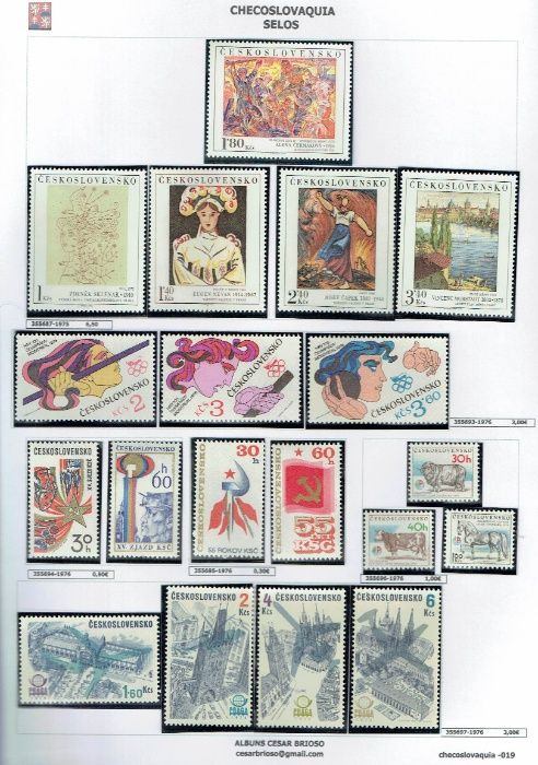 Filatelia-Checoslováquia-selos novos