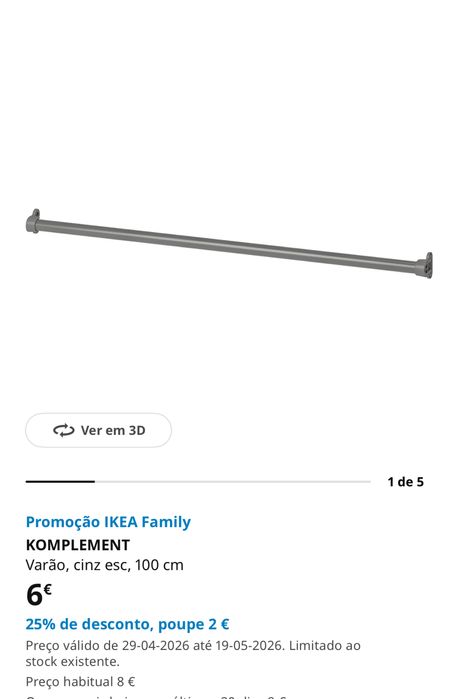 Varao roupeiro 100 cm