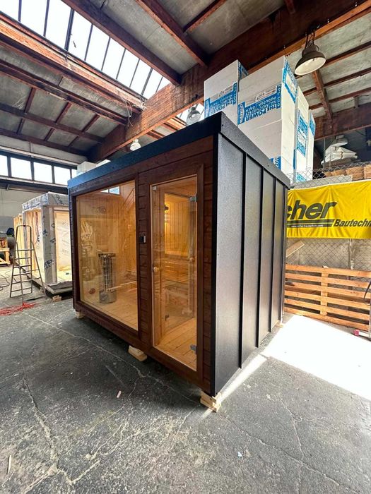 Sauna Ogrodowa Olaya 5 RĄBEK 3,2 x 2,3m Witryna + Ocieplona + Piec