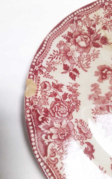 Antigo Prato Inglês Tonquin Desenho Gravado à mão Alfred Meakin