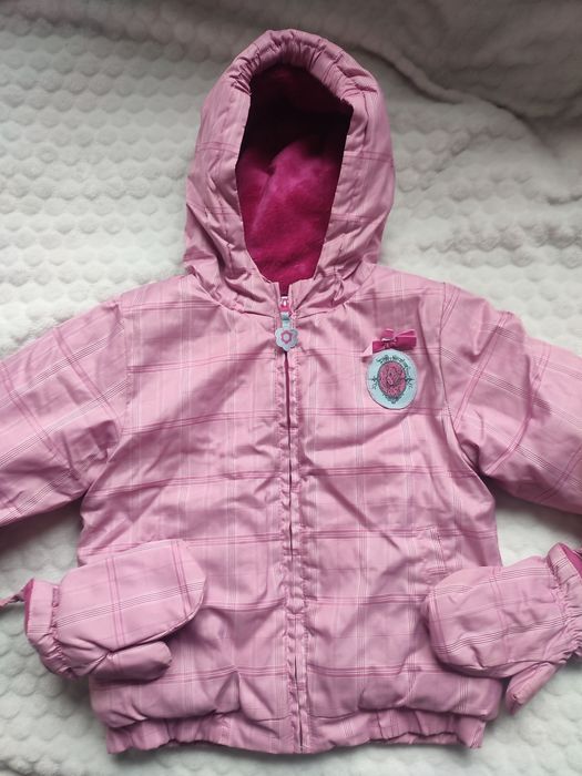 Komplet zimowy dla dziewczynki: czapka i kurtka zimowa dziecięca z ręk