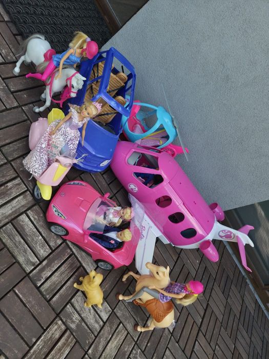 Zabawki Barbie Auto Helikopter Koń Duży zestaw