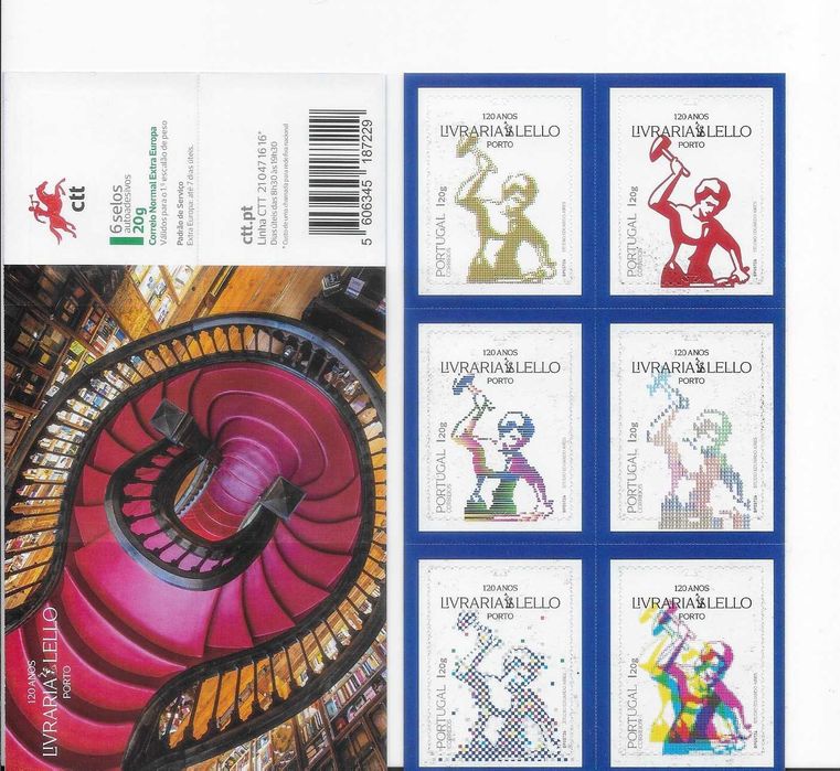 BOOKLET serie 6 Selos I20grs 120 anos Livraria LELLO - PORTO - 2026