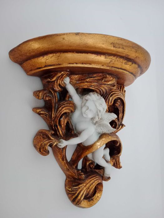 Konsola ścienna złoto i alabaster