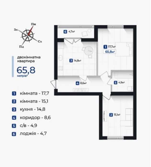 Продаж 2- кімнатної квартири ЖК Козацький