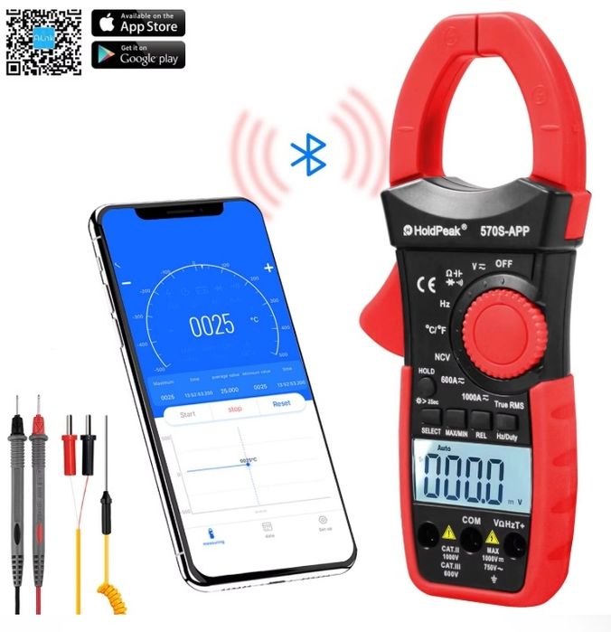 Струмові кліщі постійного струму з Bluetooth HoldPeak HP-570APP, різні
