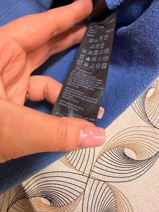 Худи AllSaints синее оригинал S базовое кофта с капюшоном