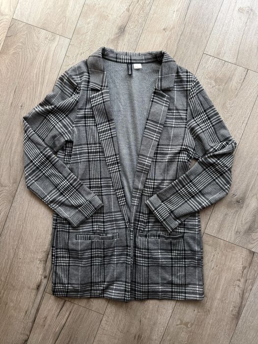 H&M długa marynarka w kratę oversize xs praca biurowa