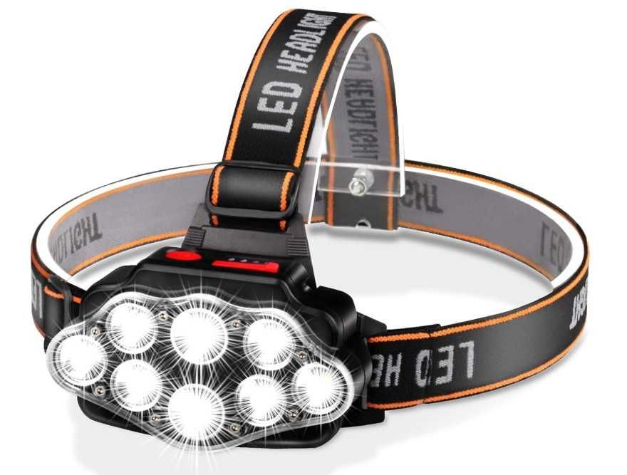 Latarka czołowa DAWINSIE, 8 LED, 4 tryby,  12000 lumenów