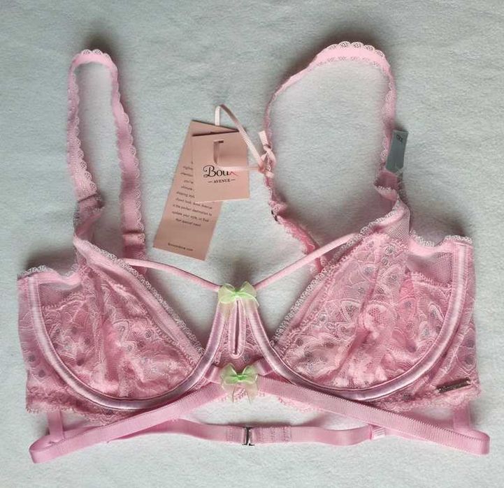 Biustonosz ozdobny koronkowy pudrowy  70D 32D Boux Avenue