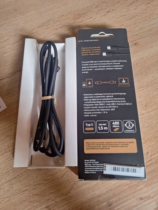 Kabel USB-C 65W Reinston Ultra | NOWY | 1,5 m