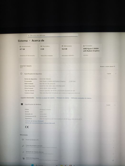 Lenovo and 5600h rtx 3060 16gb de RAM ecrã 144hz