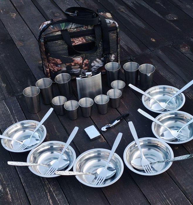 Туристичний посуд комплект для 6 осіб в сумці