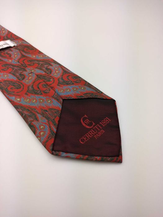 Cerruti 1881 czerwony jedwabny krawat paisley am20