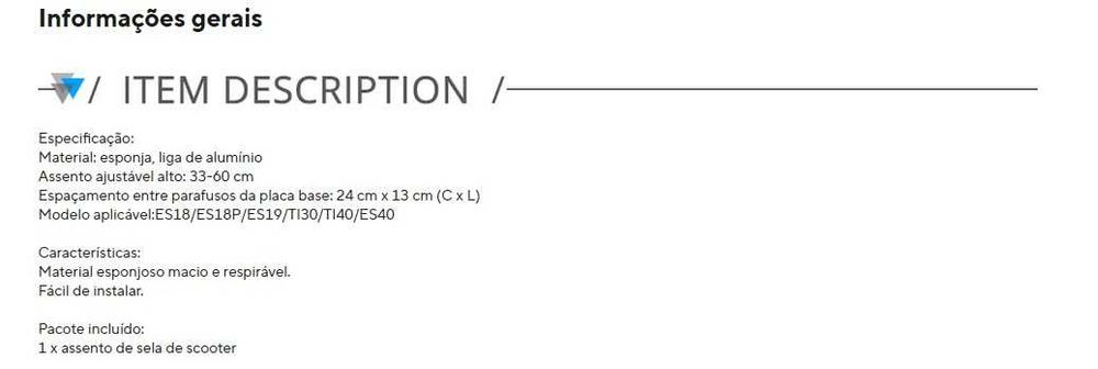 Assento para trotinete