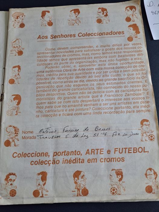 Caderneta de Futebol ( Arte e Futebol)..